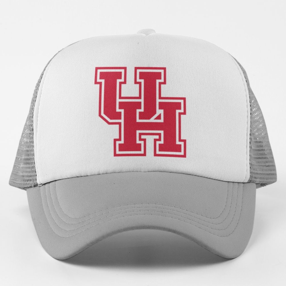 NEW Houston Cougars UH Monogram Foam Trucker Mesh Snapback Hat WHITE GREY